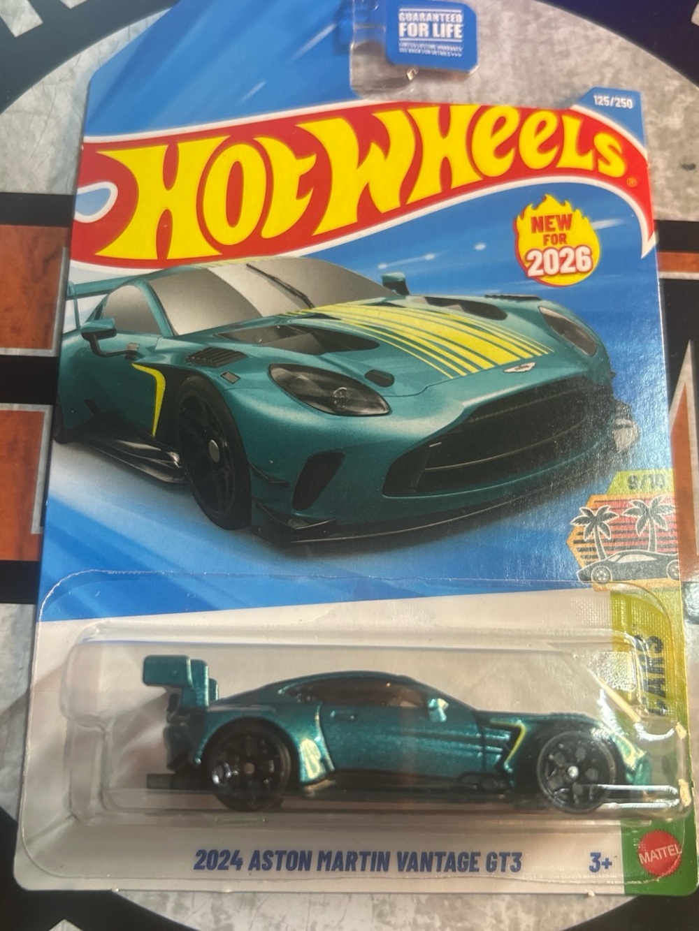 Hot Wheels 2024 Aston Martin Vantage GT3 Toy Car - Teal with Yellow Accents